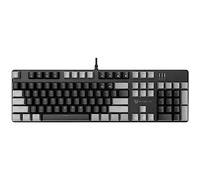 Qisan Clavier de jeu mécanique filaire - Rétroéclairage LED gris et noir - 104 touches - Disposition américaine - Avec interrupteur amovible - Noir