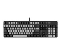 Qisan Clavier de jeu mécanique filaire - Rétroéclairage LED noir et gris - 104 touches - Disposition américaine - Avec interrupteur amovible - Bleu