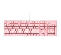 Qisan Clavier de jeu mécanique filaire - Rétroéclairage LED rose - 104 touches - Disposition américaine - Avec interrupteur amovible - Bleu