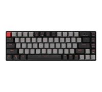 Qisan Clavier de jeu mécanique sans fil - Mini design (60 %), 68 touches, disposition américaine | Interrupteur bleu | Accessoire de jeu Bluetooth - Gris et noir
