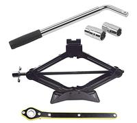 QISF Cric ciseau de voiture 2 tonnes | Design économe en main-d'œuvre | Extensible de 110 mm à 400 mm | Avec clé à étrier de roue 17 mm 19 mm 21 mm 23 mm | Kit d'outils de réparation de pneus pour