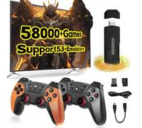 QISHENKOLA X2 Ultra Manette de jeu rétro, manette de jeu vidéo avec deux manettes sans fil 2,4GHz,plus de 58000 jeux rétro intégrés,plus de 53 émulateurs,sortie HD 4K,plug and play(256Go)