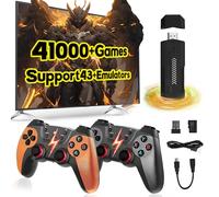 QISHENKOLA X2 Ultra Retro Game Stick, manette de jeu vidéo avec deux manettes sans fil rechargeables 2,4GHz,plus de 41000 jeux rétro intégrés,plus de 43 émulateurs,sortie HD 4K,plug and play(128Go)