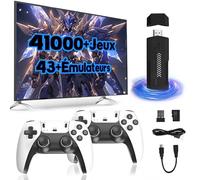QISHENKOLA X2ULTRA Manette de jeu rétro, manette de jeu vidéo avec deux manettes sans fil 2,4GHz,plus de 41000 jeux rétro intégrés,plus de 43 émulateurs,sortie HD 4K,plug and play(128Go)