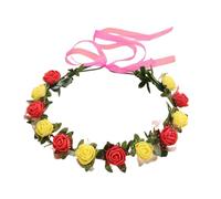 QishGO Bandeaux de fleurs pour femmes mariée couronne de fleurs pour fournitures de mariage guirlandes florales couronne de cheveux couronne floral bandeaux. jaune rouge