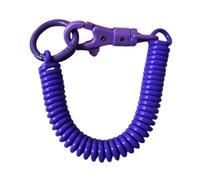 QishGO Porte-clés en spirale extensible, porte-clés rétractable à ressorts hélicoïdaux, porte-clés en alliage de zinc, porte-clés de couleur pour sac à dos, violet, approx.18cm/7.08in