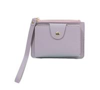QishGO Portefeuille multi-fentes en polyuréthane pour cartes de crédit, cartes bancaires pour femmes et filles avec dragonne de couleur unie, Couleur violette, Approx. 12x9x2cm/4.72x3.54x0.79in