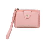 QishGO Portefeuille multi-fentes en polyuréthane pour cartes de crédit, cartes bancaires pour femmes et filles avec dragonne de couleur unie, rouge clair, Approx. 12x9x2cm/4.72x3.54x0.79in