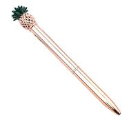 QishGO Stylo à bille fantaisie en métal ananas coloré avec action torsadée - 15 sentiments - Fournitures de cadeaux d'affaires pour adultes - Feuilles vertes et or rose