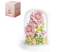 QISHOUTING Lot de 189 mini blocs de construction pour bouquet de fleurs d'œillets - Collection botanique - Jouets de construction avec couvercle anti-poussière - Décoration d'intérieur et de bureau