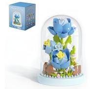 QISHOUTING Mini blocs de construction pour bouquet de roses bleues, 179 pièces - Collection botanique, jouets de construction de micro fleurs avec couvercle anti-poussière, décoration d'intérieur et