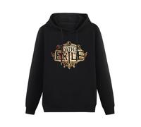 QISHUBAO Path of Exile Game Logo Mens Hoodies Cotton Unisex Black Pullover Sweatshirts L