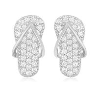 QISIJIA Boucles d'oreilles à tige créatives en forme de tongs pour femme - Argent - Hawaïen - Sandales de plage - Bijoux pour femme - Cadeaux, Métal
