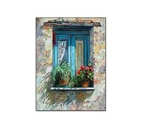 QITEX Affiche Decoration Murale 50x70cm Vase Peinture sur Fenêtre Provence Paysage Murale Art Moderne Decoration toile peinture Imprimer Image Murale Art Poster