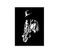QITEX Affiche Decoration Murale Jazz Saxophone Poster de musique Saxophone noir et blanc Jouer Art Peinture Poster et impression Murale Art3 toile peinture Peinture Affiche 40x60cm (Sans cadre)