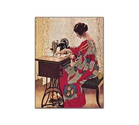 QITEX Affiches Tableaux Deco Affiches vintage Machine à coudre Illustration vintage 1920 Français Affiches publicitaires Toile Peinture Art mural Affiche 30x40cm Pas de Cadre