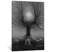 QITEX Lmages Esthétiques Mural Arbre de l’espoir sur cadavre Dark Surreal Fantasy Art Wall Art Canvas Print Picture for Living Room Bedroom Decoration Décor moderne 50x70cm Pas de Cadre