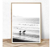 QITEX peintures murales salon Noir et blanc Surf impression californie mur Art plage paysage affiche océan photographie toile peinture pour salon décor photo 50x70cm Sans cadre