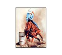 QITEX Photo Sur Toile 40x60cm (Sans cadre) Western Cowgirl Murale Art Rodéo Murale Decoration Tableau Vintage Équitation Murale Art toile peinture Peinture Murale Art Poster pour Chambre