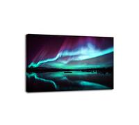QITEX Posters Arts décoratifs Aurora Borealis Canvas Wall Art Picture Blue Lake Polar Lights Paysage Peinture Imprimer sur toile Northern Lights Poster Home Decor 30x40cm Pas de Cadre