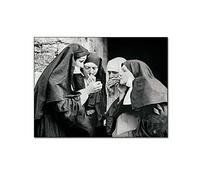 QITEX Tableau Chambre Enfant 50x70cm (sans cadre) Esthétique Vintage Art Mur Noir Blanc Nonne Fumer Poster toile peinture ImprimerPeinture Mur Decoration toile peinture Peinture Affiche