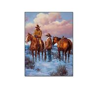 QITEX Tableau Decoration Murale Chambre 40x60cm Cowboy Western Décoratif Cheval Western Peinture Cowboy Peinture Wild Amérindien Art toile peinture Affiches Impressions Photo