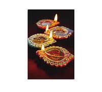 QITEX Tableau Decoration Murale Chambre Inde Diwali Bougies Lumière Prière Toile Affiche Chambre Décor Sports Paysage Bureau Salle Décor Cadeau Toile Affiche 50x70cm Pas de Cadre