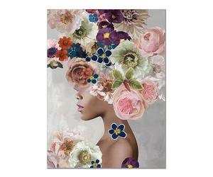 QITEX Tableau Decoration Murale Salon Cheveux de fleur Femme Portrait Toile Peinture Affiches de mode nordique Impressions Luxe Moderne Mur Image Pour La Décoration de La Chambre 50x70cm Pas de Cadre