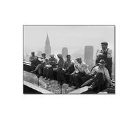 QITEX Tableau Mural Decoration Salon 40x60cm Black And White Murale Art Construction Workers Take A Lunch Break on A Steel Beam Atop The RCA Building at Rockefeller Center Canvas Posters