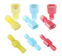QitinDasen 100Pcs Connecteur Entièrement Isolé, Borne Fil Entièrement Isolé, Nylon Mâle/Femelle Rapide Câblage Débranche Bêche Bornes Kit (20 Paires Rouge, 20 Paires Bleu, 10 Paires Jaune)