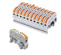 QitinDasen 10Pcs KV121 DIN Rail Fil Blocs de Jonction, 1 en 1 sorties 2 Ports Levier-Ecrou Fil Connecteur, Conducteur Compact Fil Connecteurs, Compact Connecteur Ressort Bornier