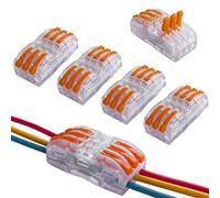 QitinDasen 12Pcs Premium Levier-Ecrou Fil Connecteur Set, Bilatéral 6 Trous Transparent Conducteur Compact Fil Connecteurs, Compact Connecteur Ressort Bornier