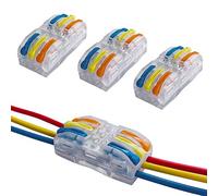 QitinDasen 12Pcs Premium Levier-Ecrou Fil Connecteur Set, Bilatéral 6 Trous Transparent Conducteur Compact Fil Connecteurs, Compact Connecteur Ressort Bornier (Levier Multicolore)