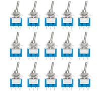 QitinDasen 15Pcs Premium 6A / 125VAC Mini Interrupteur à Bascule, 3 Broches ON/ON 2 Position SPDT Interrupteur à Bascule, Interrupteur à Bascule MTS102
