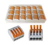 QitinDasen 18Pcs Premium PCT-214 Levier-Ecrou Fil Connecteur Set, 4 Ports Conducteur Compact Fil Connecteurs, Compact Connecteur Ressort Bornier