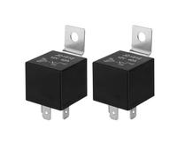 QitinDasen 2 Pièces 4 Broches Voiture Relais, 12V 40A SPST Relais Automobile avec Support de Montage en Métal, pour Voiture Camion Bateau (Noir)
