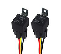 QitinDasen 2 Pièces 5 Broches Voiture Relais, 12V 40A SPDT Relais Automobile avec Prise de Faisceau et 14/16 AWG Pré-Câblé, pour Voiture Camion Bateau (Noir)