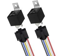 QitinDasen 2 Pièces 5 Broches Voiture Relais, 24V 40A SPDT Relais Automobile avec Prise de Faisceau et 14/16 AWG Pré-Câblé, pour Voiture Camion Bateau (Noir)