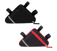 QitinDasen 2 Pièces Sacs Triangle Vélo, Sac de Cadre de Tube Avant de Vélo Étanche, Décoration Réfléchissante Double Face Rend La Conduite de Nuit Plus Sûre (Rouge + Noir)