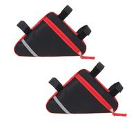 QitinDasen 2 Pièces Sacs Triangle Vélo, Sac de Cadre de Tube Avant de Vélo Étanche, Décoration Réfléchissante Double Face Rend La Conduite de Nuit Plus Sûre (Rouge)
