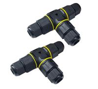 QitinDasen 2 Pièces T-Forme 3 Voies Extérieur Étanche Câble Connecteurs, Connecteur de Câble Extérieur Imperméable IP68, pour Diamètre de Câble 5～9 mm (Type à Vis)