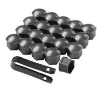 QitinDasen 20 Pièces 19 mm Voiture Roue Cache-Écrous, Bouchon à Vis de Moyeu de Voiture Universel, Cache-Écrou de Pneu Hexagonal avec Outil de Retrait (Gris)