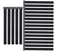 QitinDasen 20 Pièces 20 X 2 cm Nylon Serre-Câbles, Sangles de Câbles Réutilisables, Attaches de Câble Réglables à Crochet et Boucle (Noir)