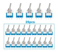 QitinDasen 25Pcs Premium Mini Interrupteur à Bascule 6A / 125VAC, 3 Broches ON/ON 2 Position SPDT, MTS102