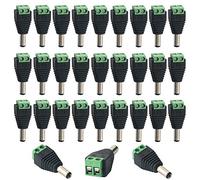 QitinDasen 30 Pièces 12V DC Connecteur Mâle Prise Set (5.5 X 2.1 mm), 2 Broches DC Power Jack Adaptateur Vis Borne Connecteur, pour CCTV Caméra LED Bande