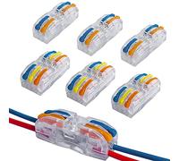 QitinDasen 30Pcs Premium Levier-Ecrou Fil Connecteur Kit, Bilatéral Transparent Conducteur Compact Fil Connecteurs, Compact Connecteur Ressort Bornier (Levier Multicolore)