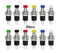 QitinDasen 36Pcs Premium 7mm Mini Interrupteur À Bouton Poussoir Momentané, Interrupteur à Bouton-Poussoir Normalement Ouvert, 2 Broches SPST Micro Commutateur 1A 250V AC (6 Couleurs)
