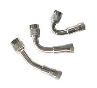 QitinDasen 3Pcs Professionnel Kit Adaptateur d'Extension de Valve de Pneu, Extension de Tige de Valve de Pneu, Prolongateur Coude pour Valve de Pneu, pour Voiture Camion Moto Vélo (3 Sortes, Argent)