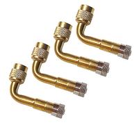 QitinDasen 4 pièces Professionnel 90 Degrés Pneu Valve Extension Adaptateur Kit, Laiton Pneu Tige Extension Schrader Valve Adaptateur, avec Bouchon Anti-poussière