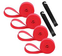 QitinDasen 4Pcs Premium PVC Bande de Jante de Pneu de Vélo, 24" Tapis de Protection de Tube Intérieur de Vélo Anti-Crevaison, Doublure de Pneu de Vélo, avec 2Pcs Levier à Pneu de Vélo (Rouge)
